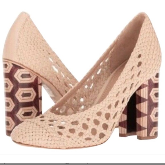 Tory Burch Shoes - Tory Burch Grove Woven Leather Wood Heel 
Shoes size 9.